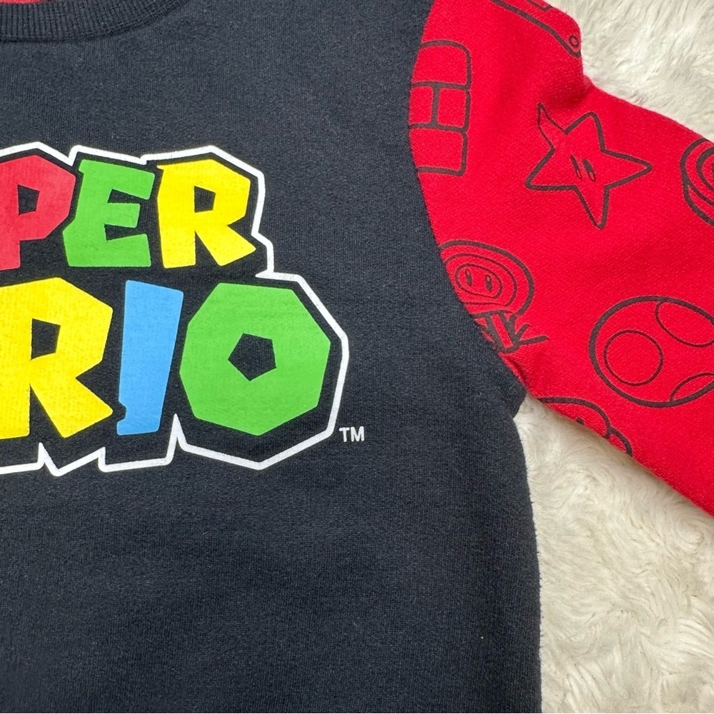 Nintendo Super Mario Sweatshirt Black & Red Size 5 - Picture 5 of 16